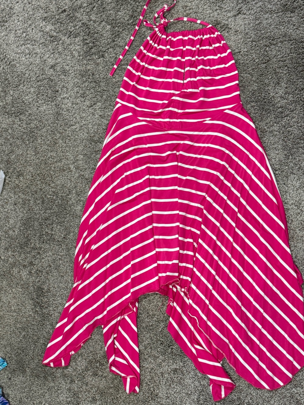 Shoreline Hot Pink and White Striped Halter Dress xl